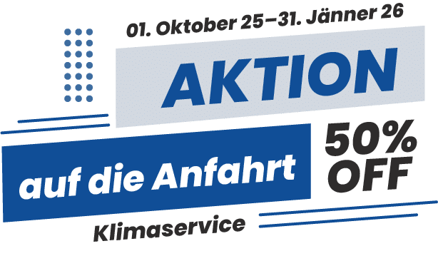 Aktion Klimaservice – 50 Prozent Rabatt auf die Anfahrt, gültig bis 31.1.2026